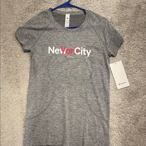 lululemon athletica Heather Gray Tee with Red Print